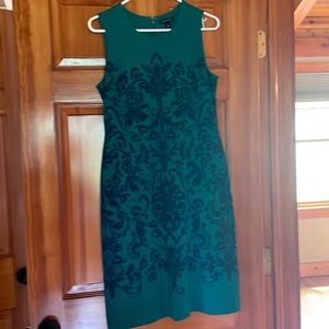Green and blue summer sleeveless zip dress with pockets size 4 Lands’ End